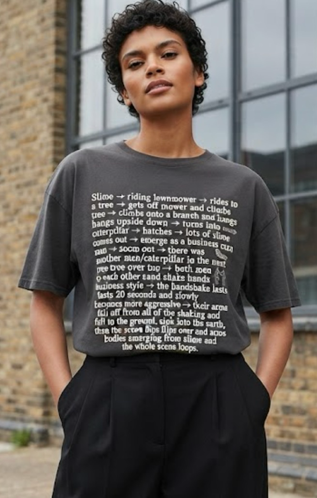 We couldn't afford to make this music video so we printed the idea on a t-shirt instead.